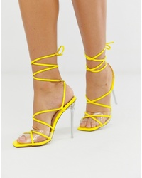 Sandali con tacco in pelle gialli di SIMMI Shoes
