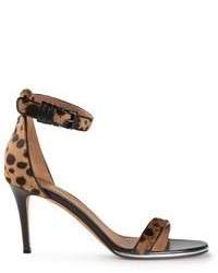 Sandali con tacco in pelle leopardati marroni di Givenchy