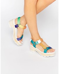 Sandali con tacco in pelle multicolori
