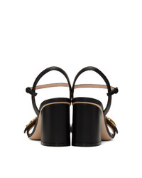 Sandali con tacco in pelle neri di Gucci
