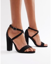 Sandali con tacco in pelle neri di Glamorous