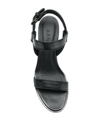 Sandali con tacco in pelle neri di A.F.Vandevorst
