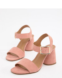 Sandali con tacco in pelle rosa di ASOS DESIGN