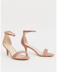 Sandali con tacco in pelle rosa di Glamorous