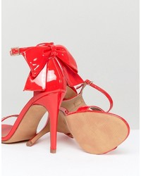 Sandali con tacco in pelle rossi di Asos