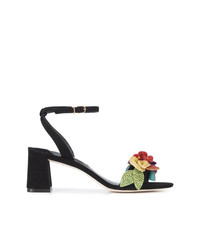 Sandali con tacco in pelle scamosciata a fiori neri di Sophia Webster