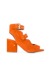 Sandali con tacco in pelle scamosciata arancioni di Laurence Dacade