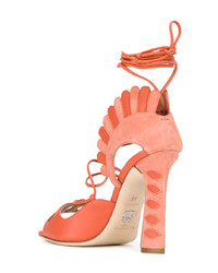 Sandali con tacco in pelle scamosciata arancioni di Paula Cademartori