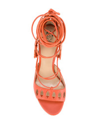 Sandali con tacco in pelle scamosciata arancioni di Paula Cademartori