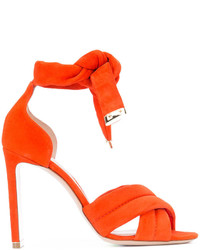 Sandali con tacco in pelle scamosciata arancioni di Nicholas Kirkwood