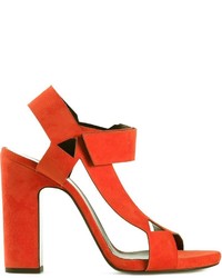 Sandali con tacco in pelle scamosciata arancioni di Pierre Hardy