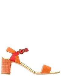 Sandali con tacco in pelle scamosciata arancioni di Rupert Sanderson