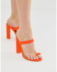 Sandali con tacco in pelle scamosciata arancioni di SIMMI Shoes