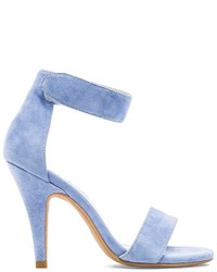 Sandali con tacco in pelle scamosciata azzurri