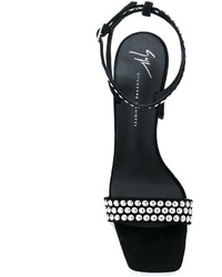 Sandali con tacco in pelle scamosciata con borchie neri di Giuseppe Zanotti Design