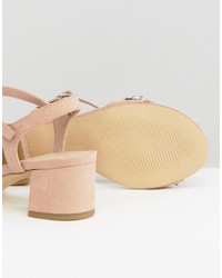 Sandali con tacco in pelle scamosciata decorati beige