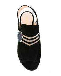 Sandali con tacco in pelle scamosciata decorati neri di Nicholas Kirkwood