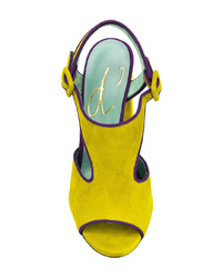Sandali con tacco in pelle scamosciata lime di Paola D'arcano
