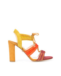 Sandali con tacco in pelle scamosciata multicolori di Andrea Gomez