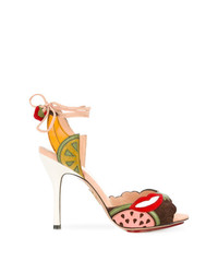 Sandali con tacco in pelle scamosciata multicolori di Charlotte Olympia