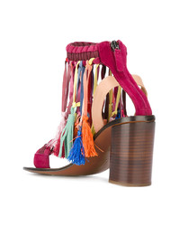 Sandali con tacco in pelle scamosciata multicolori di Chloé