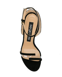 Sandali con tacco in pelle scamosciata neri di Sergio Rossi