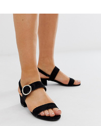 Sandali con tacco in pelle scamosciata neri di Simply Be Extra Wide Fit