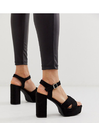 Sandali con tacco in pelle scamosciata pesanti neri di Glamorous
