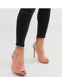 Sandali con tacco in pelle scamosciata rosa di ASOS DESIGN