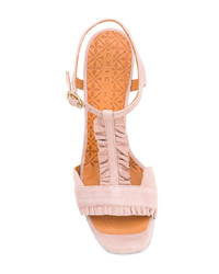 Sandali con tacco in pelle scamosciata rosa di Chie Mihara