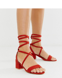 Sandali con tacco in pelle scamosciata rossi di Glamorous