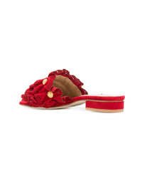 Sandali con tacco in pelle scamosciata rossi di Rue St