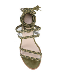 Sandali con tacco in pelle scamosciata verde oliva di Ritch Erani NYFC