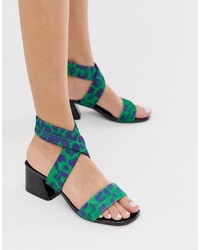Sandali con tacco in pelle stampati verdi di ASOS DESIGN