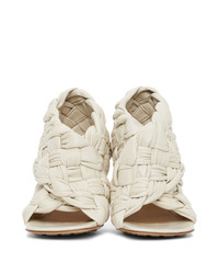 Sandali con tacco in pelle tessuti bianchi di Bottega Veneta