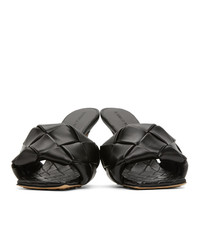 Sandali con tacco in pelle tessuti neri di Bottega Veneta