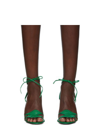 Sandali con tacco in pelle verdi di Gucci