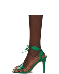 Sandali con tacco in pelle verdi di Gucci