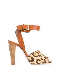 Sandali con tacco leopardati marrone chiaro di RED Valentino
