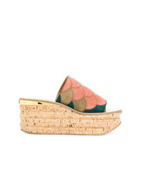 Sandali con zeppa in pelle scamosciata multicolori di Chloé