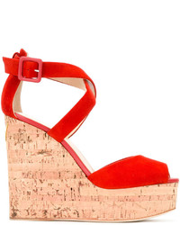 Sandali con zeppa in pelle scamosciata rossi di Giuseppe Zanotti Design