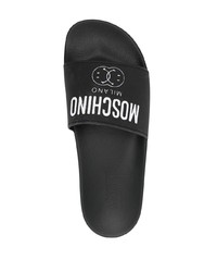 Sandali di gomma stampati neri di Moschino