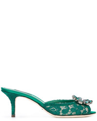 Sandali di pizzo decorati verdi di Dolce & Gabbana