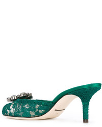 Sandali di pizzo decorati verdi di Dolce & Gabbana
