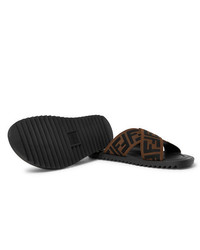 Sandali di tela stampati marrone scuro di Fendi