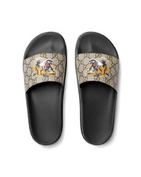 Sandali di tela stampati marroni di Gucci
