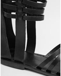 Sandali gladiatore alti in pelle neri di Asos