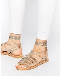Sandali gladiatore in pelle dorati di Asos