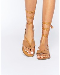 Sandali gladiatore in pelle marrone chiaro