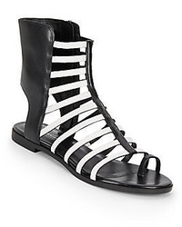 Sandali gladiatore in pelle neri e bianchi